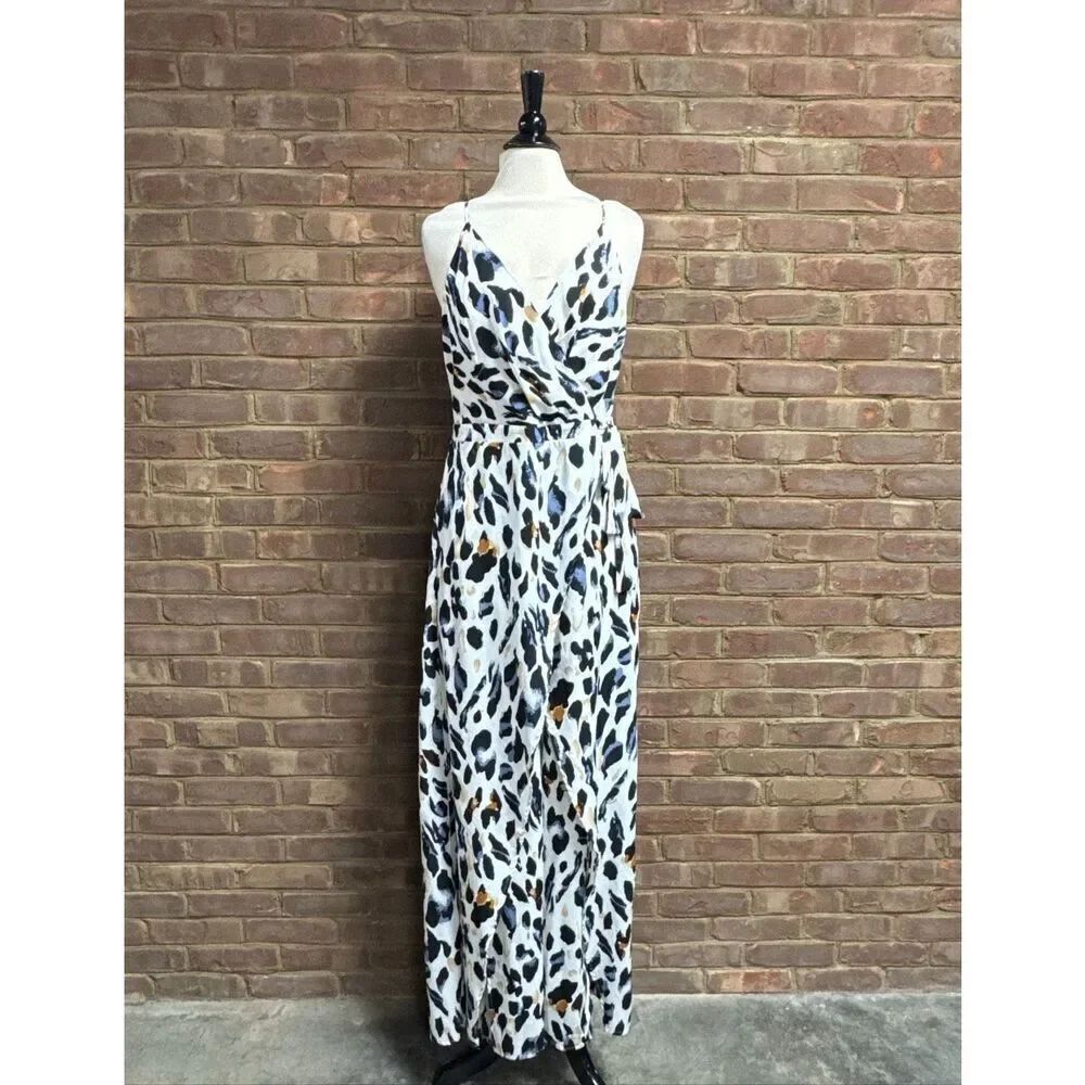 TCEC Women’s Leopard Print Spaghetti Strap Jumpsuit Sz Lg